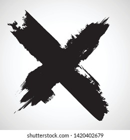 X Marks .Two Crossed Vector Brush Strokes. Rejected sign in grunge style.