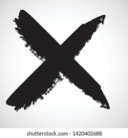 X Marks .Two Crossed Vector Brush Strokes. Rejected sign in grunge style.