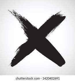 X Marks .Two Crossed Vector Brush Strokes. Rejected sign in grunge style.