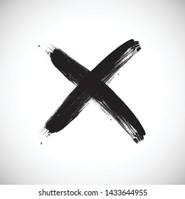 X Marks .Two Crossed Vector Brush Strokes. Rejected sign in grunge style.