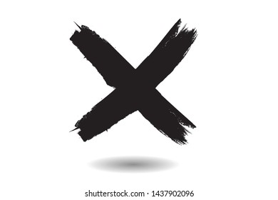 X Marks .Two Crossed Vector Brush Strokes. Rejected sign in grunge style.