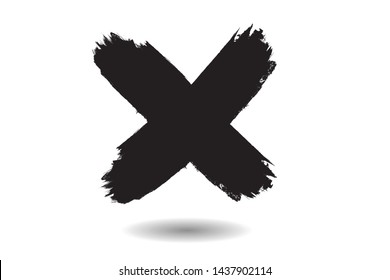 X Marks .Two Crossed Vector Brush Strokes. Rejected sign in grunge style.