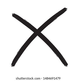 X Marks .Two Crossed Vector Brush Strokes. Rejected sign in grunge style.
