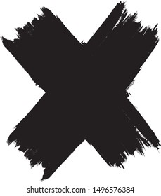 X Marks .Two Crossed Vector Brush Strokes. Rejected sign in grunge style.