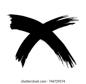 X Marks .Two Crossed Vector Brush Strokes. Rejected sign in grunge style. 