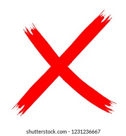 X Marks .Two Red Crossed Vector Brush Strokes. Rejected sign in grunge style.