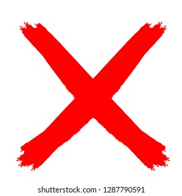 X Marks .Two Red Crossed Vector Brush Strokes. Rejected sign in grunge style.
