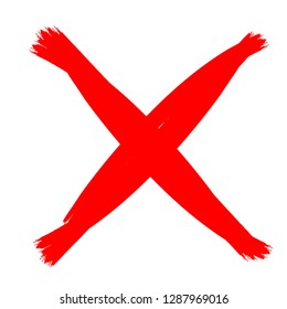 X Marks .Two Red Crossed Vector Brush Strokes. Rejected sign in grunge style.