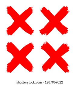 X Marks .Two Red Crossed Vector Brush Strokes. Rejected sign in grunge style.
