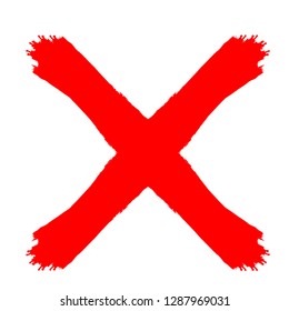 X Marks .Two Red Crossed Vector Brush Strokes. Rejected sign in grunge style.