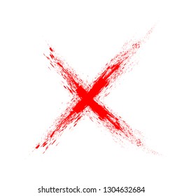 X Marks .Two Red Crossed Vector Brush Strokes. Rejected sign in grunge style.
