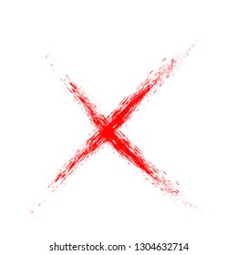 X Marks .Two Red Crossed Vector Brush Strokes. Rejected sign in grunge style.