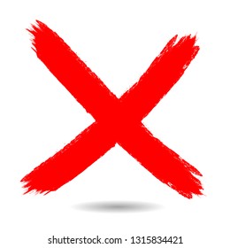 X Marks .Two Red Crossed Vector Brush Strokes. Rejected sign in grunge style.