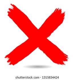 X Marks .Two Red Crossed Vector Brush Strokes. Rejected sign in grunge style.