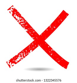 X Marks .Two Red Crossed Vector Brush Strokes. Rejected sign in grunge style.
