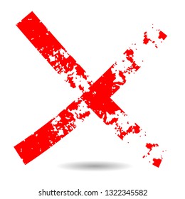X Marks .Two Red Crossed Vector Brush Strokes. Rejected sign in grunge style.