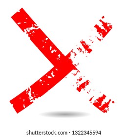 X Marks .Two Red Crossed Vector Brush Strokes. Rejected sign in grunge style.