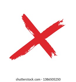 X Marks .Two Red Crossed Vector Brush Strokes. Rejected sign in grunge style.