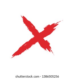 X Marks .Two Red Crossed Vector Brush Strokes. Rejected sign in grunge style.