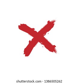 X Marks .Two Red Crossed Vector Brush Strokes. Rejected sign in grunge style.