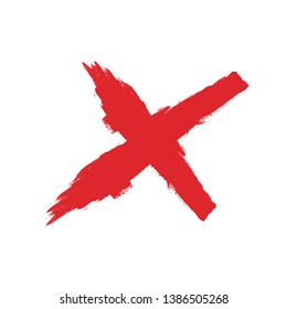 X Marks .Two Red Crossed Vector Brush Strokes. Rejected sign in grunge style.