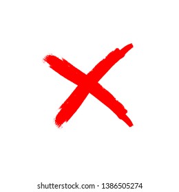 X Marks .Two Red Crossed Vector Brush Strokes. Rejected sign in grunge style.