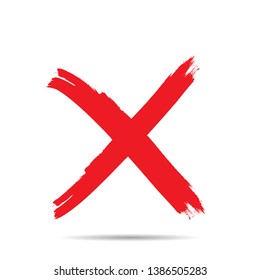 X Marks .Two Red Crossed Vector Brush Strokes. Rejected sign in grunge style.