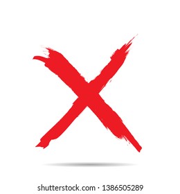 X Marks .Two Red Crossed Vector Brush Strokes. Rejected sign in grunge style.