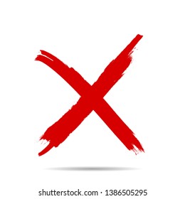 X Marks .Two Red Crossed Vector Brush Strokes. Rejected sign in grunge style.