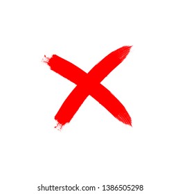 X Marks .Two Red Crossed Vector Brush Strokes. Rejected sign in grunge style.