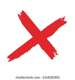 X Marks .Two Red Crossed Vector Brush Strokes. Rejected sign in grunge style.