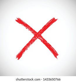 X Marks .Two Red Crossed Vector Brush Strokes. Rejected sign in grunge style.