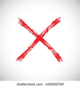 X Marks .Two Red Crossed Vector Brush Strokes. Rejected sign in grunge style.