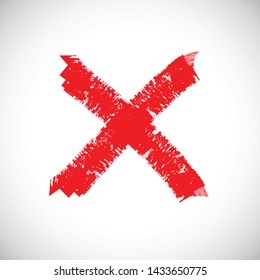X Marks .Two Red Crossed Vector Brush Strokes. Rejected sign in grunge style.