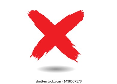 X Marks .Two Red Crossed Vector Brush Strokes. Rejected sign in grunge style.