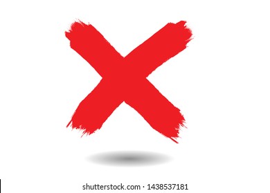 X Marks .Two Red Crossed Vector Brush Strokes. Rejected sign in grunge style.