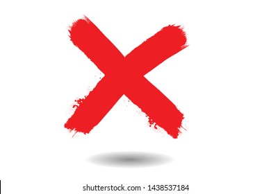 X Marks .Two Red Crossed Vector Brush Strokes. Rejected sign in grunge style.