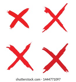 X Marks .Two Red Crossed Vector Brush Strokes. Rejected sign in grunge style.