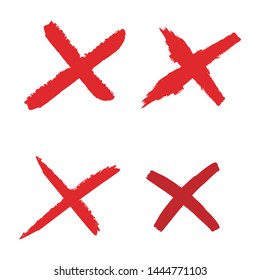 X Marks .Two Red Crossed Vector Brush Strokes. Rejected sign in grunge style.