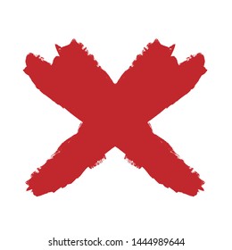 X Marks .Two Red Crossed Vector Brush Strokes. Rejected sign in grunge style.
