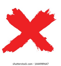 X Marks .Two Red Crossed Vector Brush Strokes. Rejected sign in grunge style.