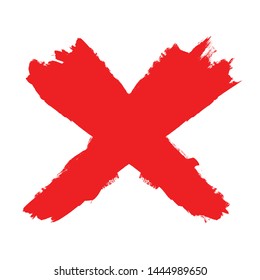 X Marks .Two Red Crossed Vector Brush Strokes. Rejected sign in grunge style.