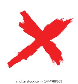 X Marks .Two Red Crossed Vector Brush Strokes. Rejected sign in grunge style.