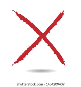X Marks .Two Red Crossed Vector Brush Strokes. Rejected sign in grunge style.