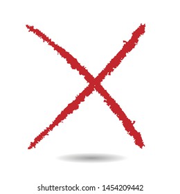 X Marks .Two Red Crossed Vector Brush Strokes. Rejected sign in grunge style.