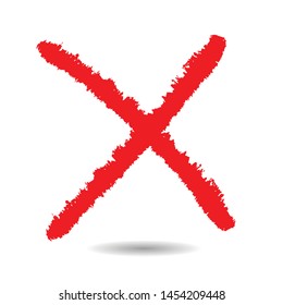 X Marks .Two Red Crossed Vector Brush Strokes. Rejected sign in grunge style.