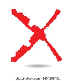 X Marks .Two Red Crossed Vector Brush Strokes. Rejected sign in grunge style.