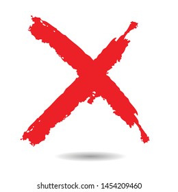 X Marks .Two Red Crossed Vector Brush Strokes. Rejected sign in grunge style.