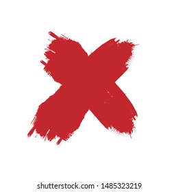 X Marks .Two Red Crossed Vector Brush Strokes. Rejected sign in grunge style.