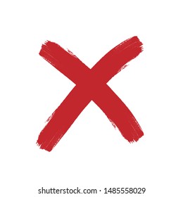 X Marks .Two Red Crossed Vector Brush Strokes. Rejected sign in grunge style.